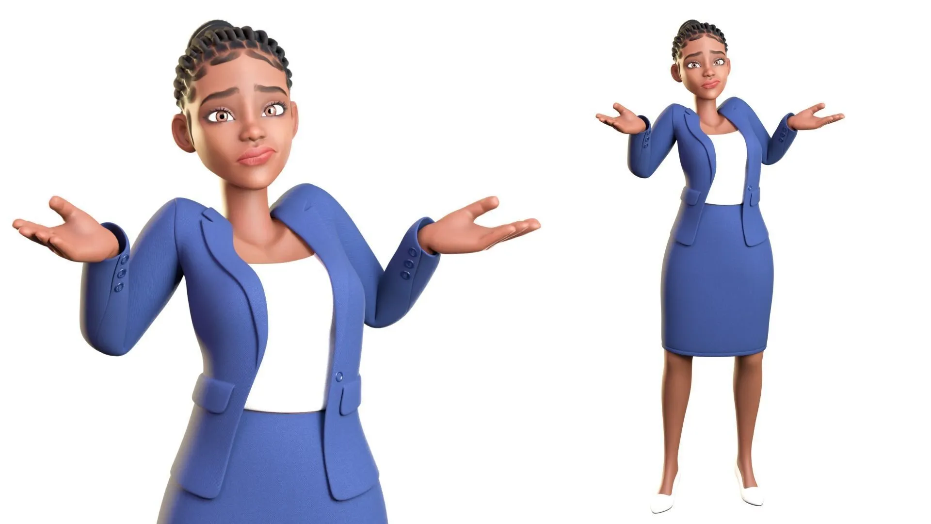 Business Female Black Woman 3D character model scene